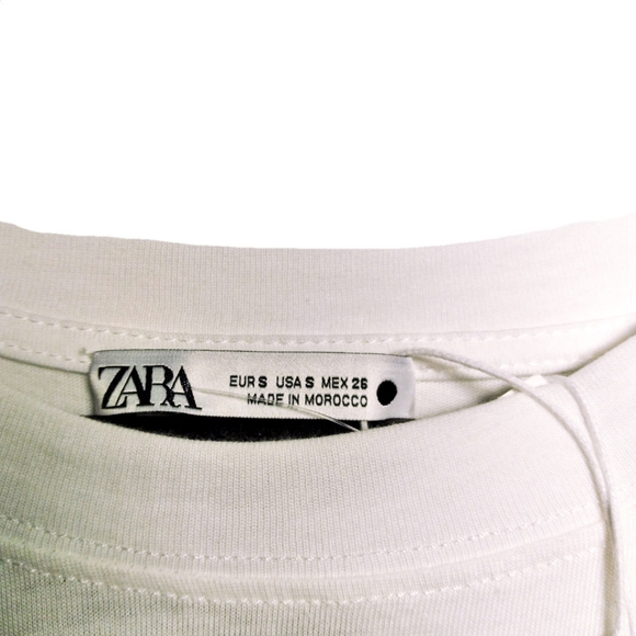 Zara White with stripes oversized flowy A lined style london t-shirt - Picture 4 of 4